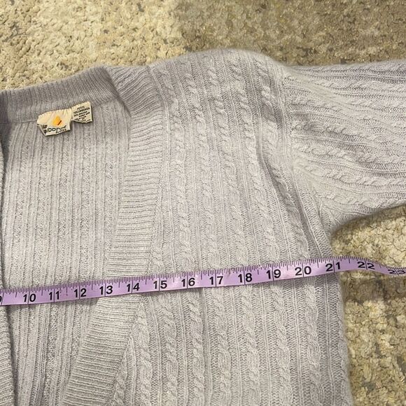 VTG Liz Claiborne open front 2 pocket cardigan Lambswool Angora sweater size L P - Picture 6 of 8